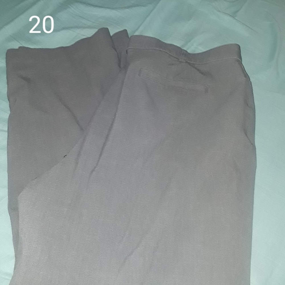 Gray slacks.
